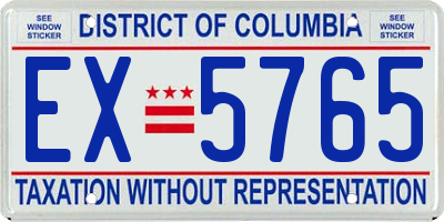 DC license plate EX5765
