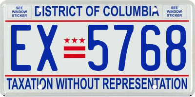 DC license plate EX5768