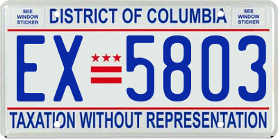 DC license plate EX5803