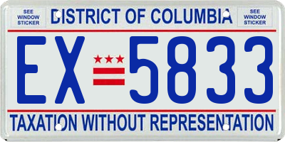 DC license plate EX5833