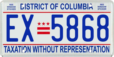 DC license plate EX5868