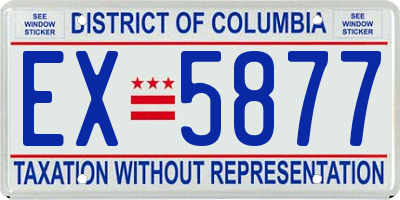 DC license plate EX5877
