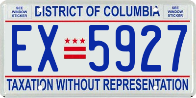 DC license plate EX5927