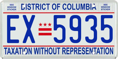 DC license plate EX5935
