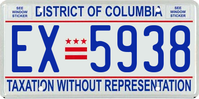 DC license plate EX5938