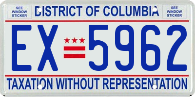 DC license plate EX5962