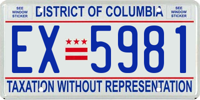 DC license plate EX5981