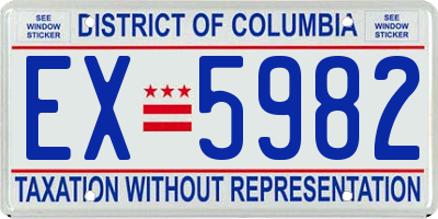 DC license plate EX5982