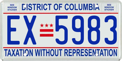 DC license plate EX5983