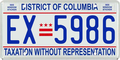 DC license plate EX5986