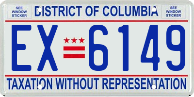 DC license plate EX6149