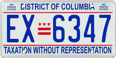 DC license plate EX6347