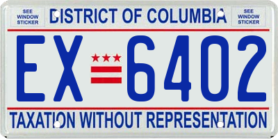 DC license plate EX6402