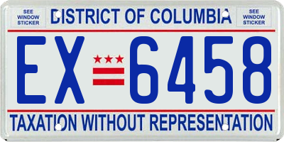 DC license plate EX6458