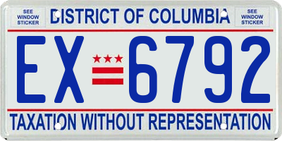 DC license plate EX6792