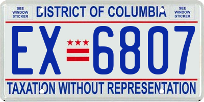 DC license plate EX6807