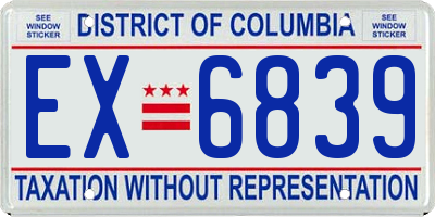 DC license plate EX6839