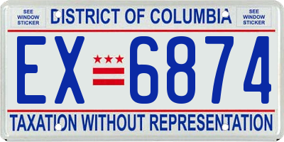 DC license plate EX6874