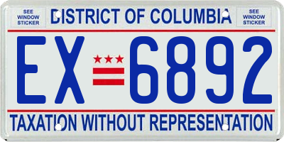 DC license plate EX6892