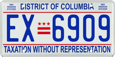 DC license plate EX6909