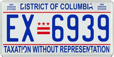 DC license plate EX6939