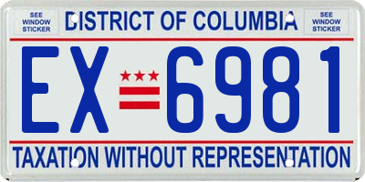 DC license plate EX6981