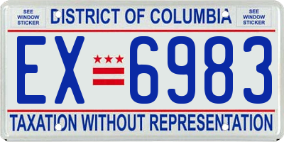 DC license plate EX6983