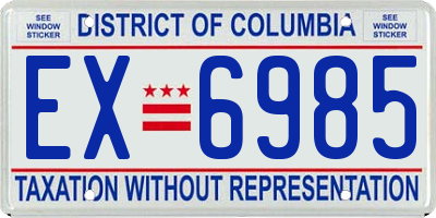 DC license plate EX6985