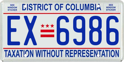 DC license plate EX6986