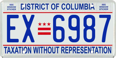DC license plate EX6987