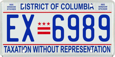 DC license plate EX6989