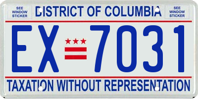 DC license plate EX7031