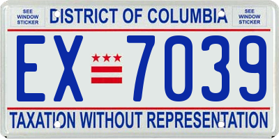 DC license plate EX7039