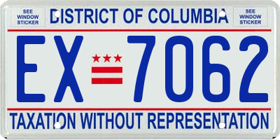 DC license plate EX7062