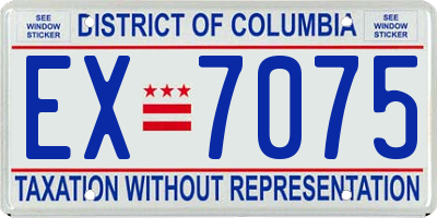 DC license plate EX7075