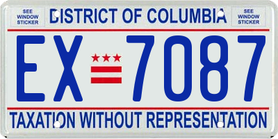 DC license plate EX7087