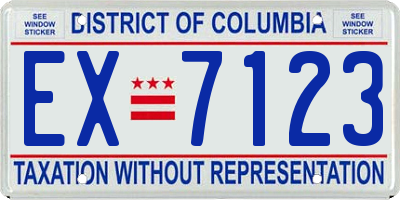 DC license plate EX7123