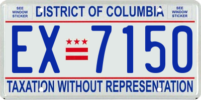 DC license plate EX7150