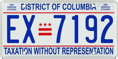 DC license plate EX7192