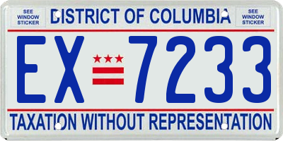 DC license plate EX7233