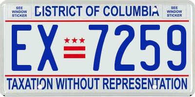 DC license plate EX7259