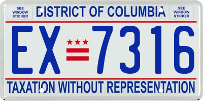 DC license plate EX7316
