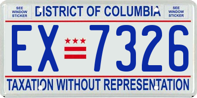 DC license plate EX7326