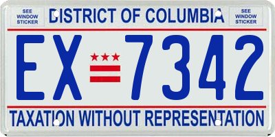 DC license plate EX7342