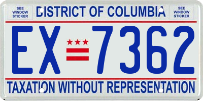 DC license plate EX7362