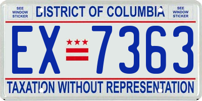 DC license plate EX7363