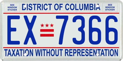 DC license plate EX7366
