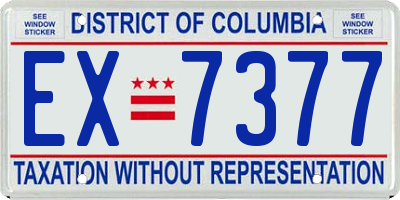 DC license plate EX7377