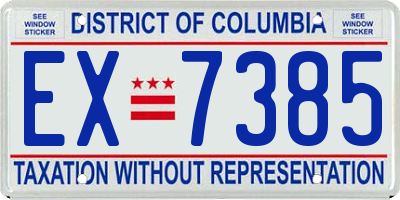 DC license plate EX7385