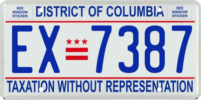 DC license plate EX7387